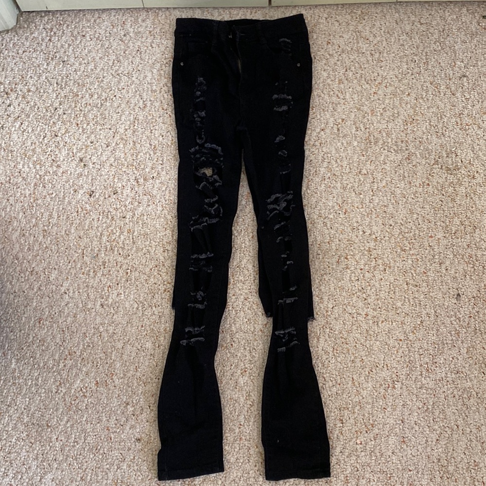 black ripped jeans